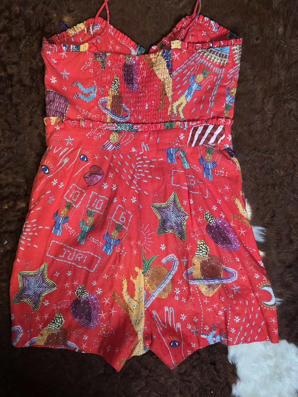 FARM Rio Red Printed Spaghetti-Strap Romper - Picture 2 of 4